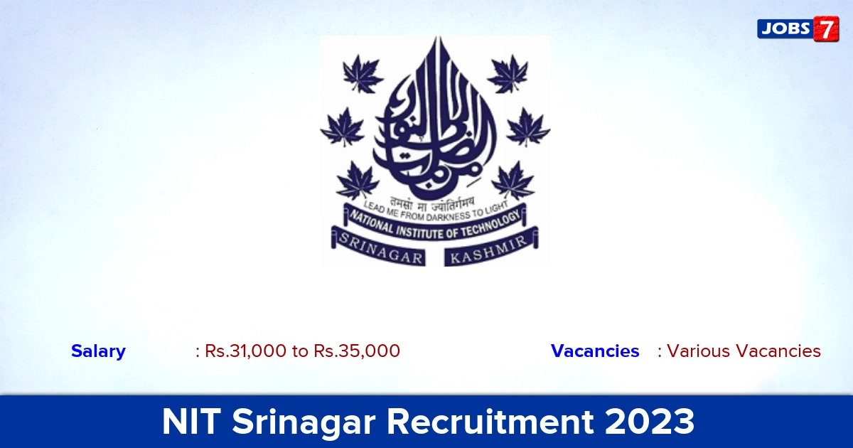 NIT Srinagar Recruitment 2023 - Junior Research Fellow Jobs, Apply Through E-Mail!