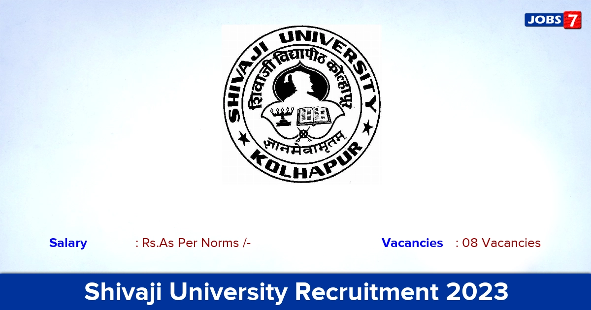 Shivaji University Recruitment 2023 - Assistant Professor Jobs, Apply Offline!