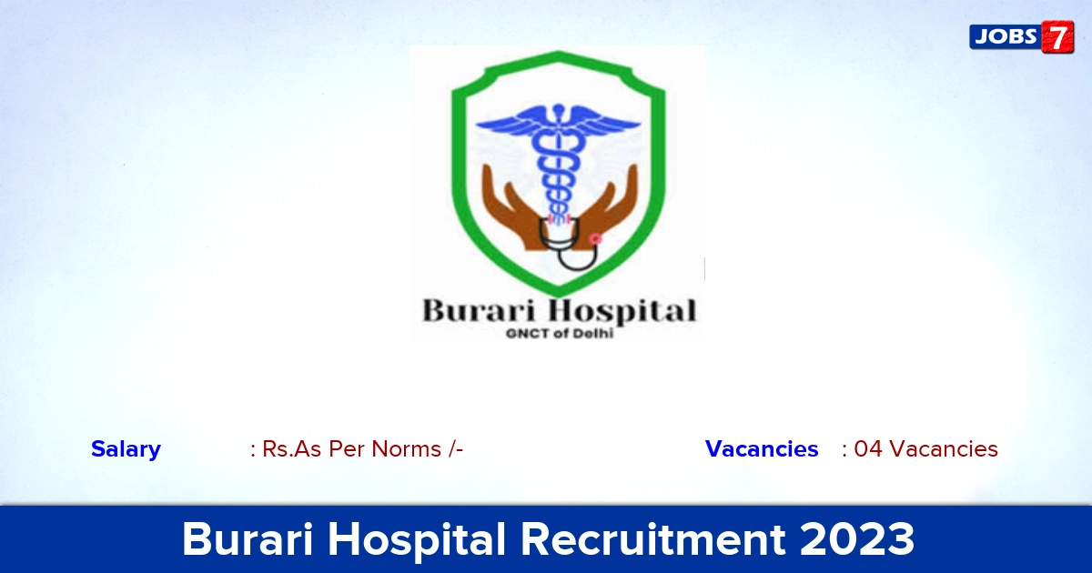 Burari Hospital Recruitment 2023 - Senior Resident Jobs, Online Application!