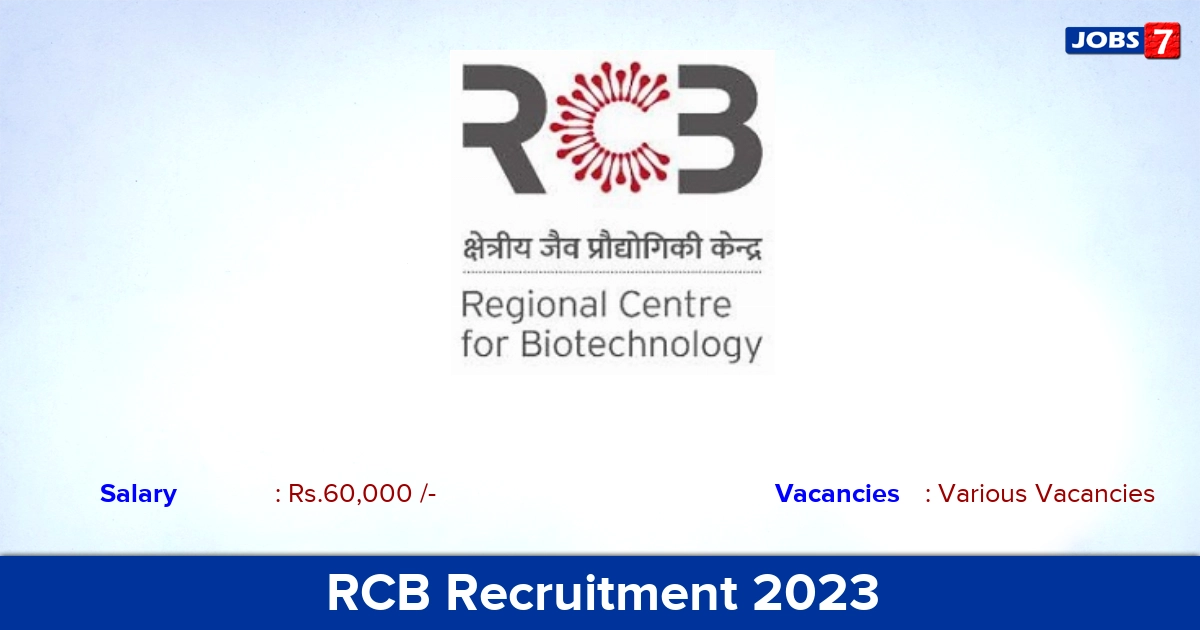 RCB Recruitment 2023 - Veterinary Consultant Jobs, Online Application!