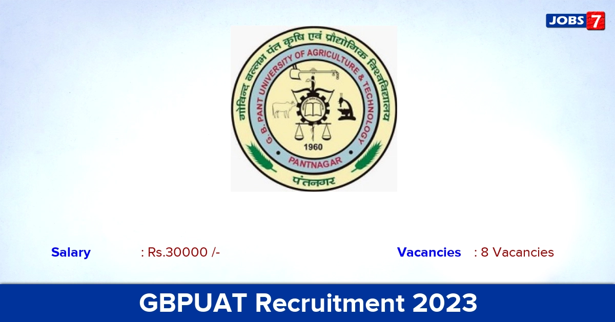 GBPUAT Recruitment 2023 - Apply Online for Teaching Personnel Jobs