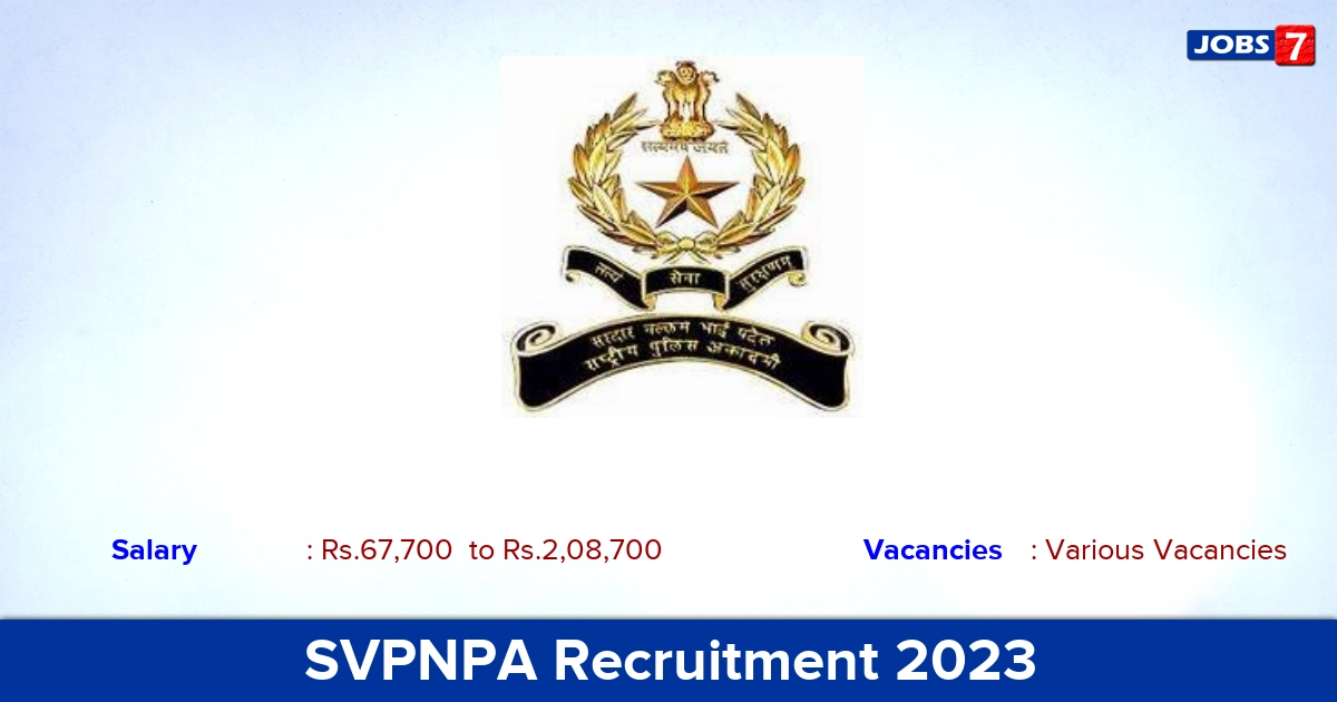 SVPNPA Recruitment 2023 - Assistant Director Jobs, Click Here!