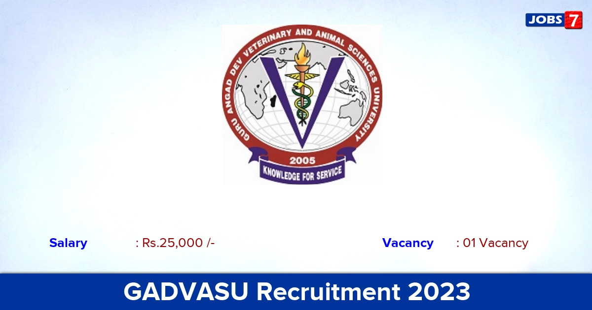 GADVASU Recruitment 2023 -  Veterinary Officer Jobs, Apply Offline!