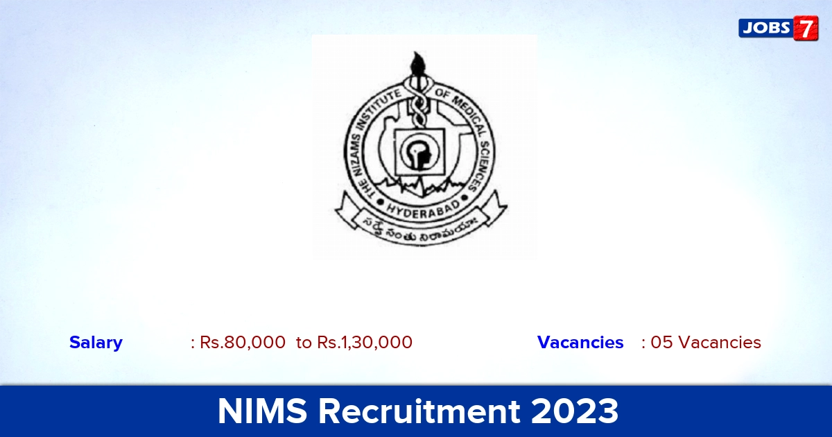 NIMS Recruitment 2023 - Senior Resident Jobs, No Application Fee!
