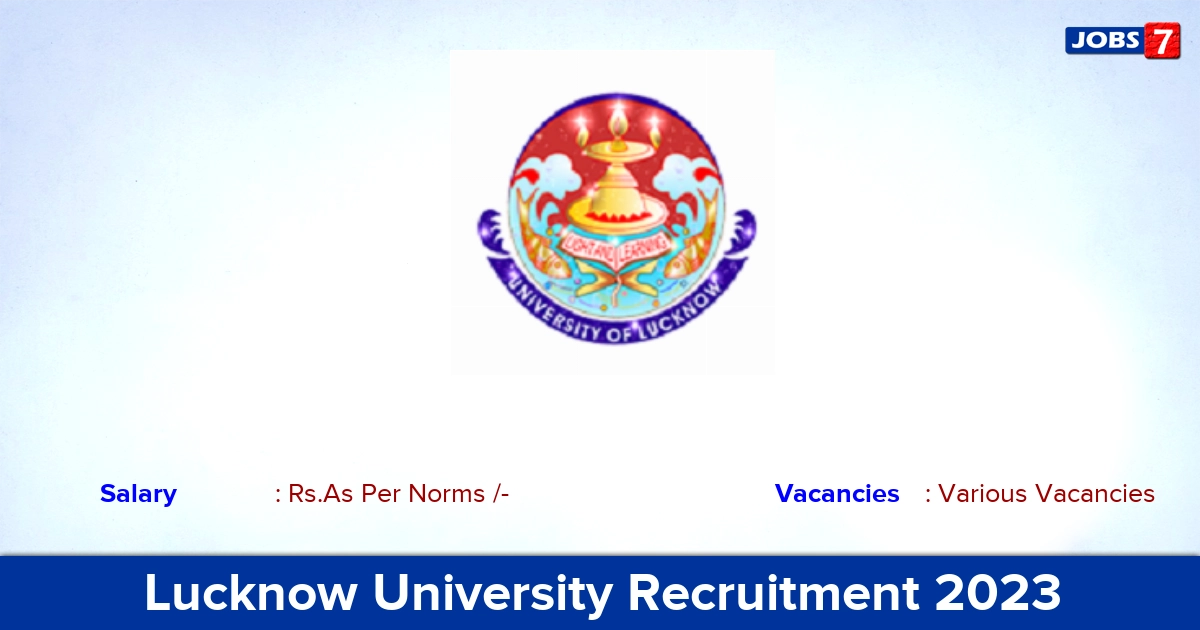 Lucknow University Recruitment 2023 - Apply Offline for Subject Expert Jobs!