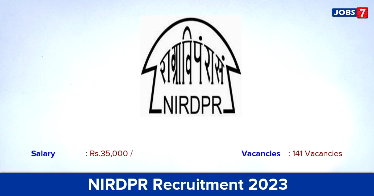 NIRDPR Recruitment 2023 - Young Fellow Jobs, Apply Here!