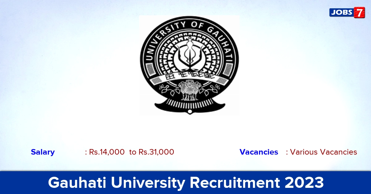 Gauhati University Recruitment 2023 - Project Associate Jobs, No Application Fee!