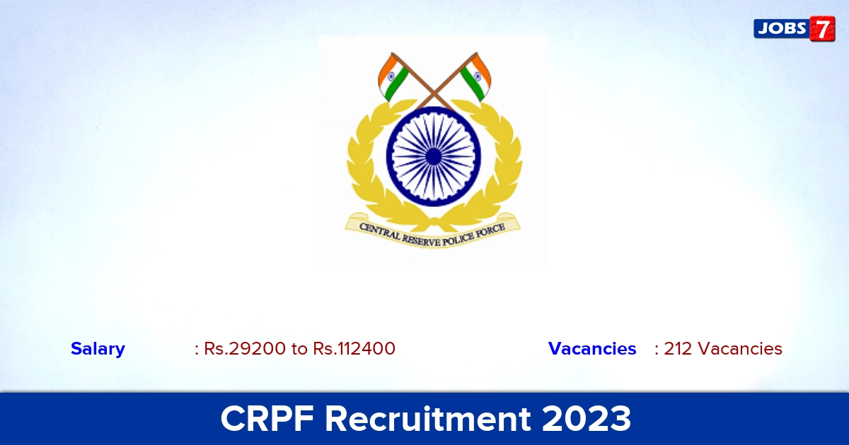 CRPF Recruitment 2023 - Sub Inspector Jobs, Online Application!