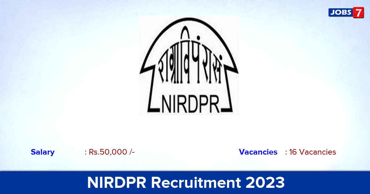 NIRDPR Recruitment 2023 - Project Scientist Jobs, Salary 50,000/-