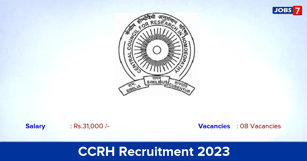 CCRH Recruitment 2023 - Apply Offline for Junior Research Fellow Jobs!