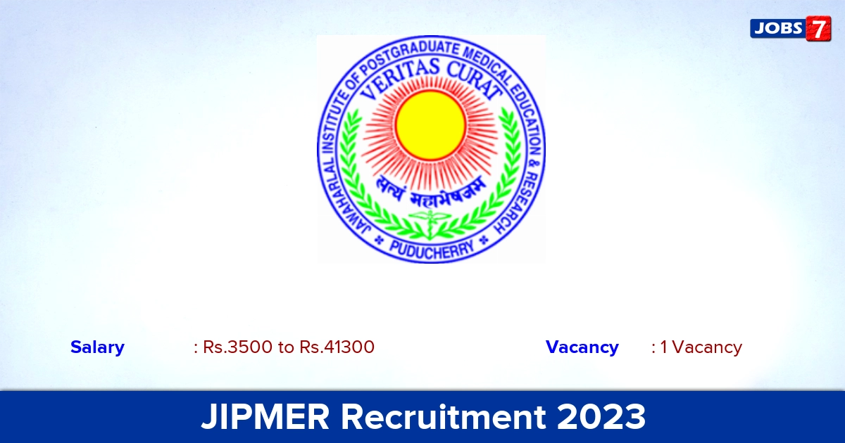 JIPMER Recruitment 2023 - Apply Offline for SRF Jobs
