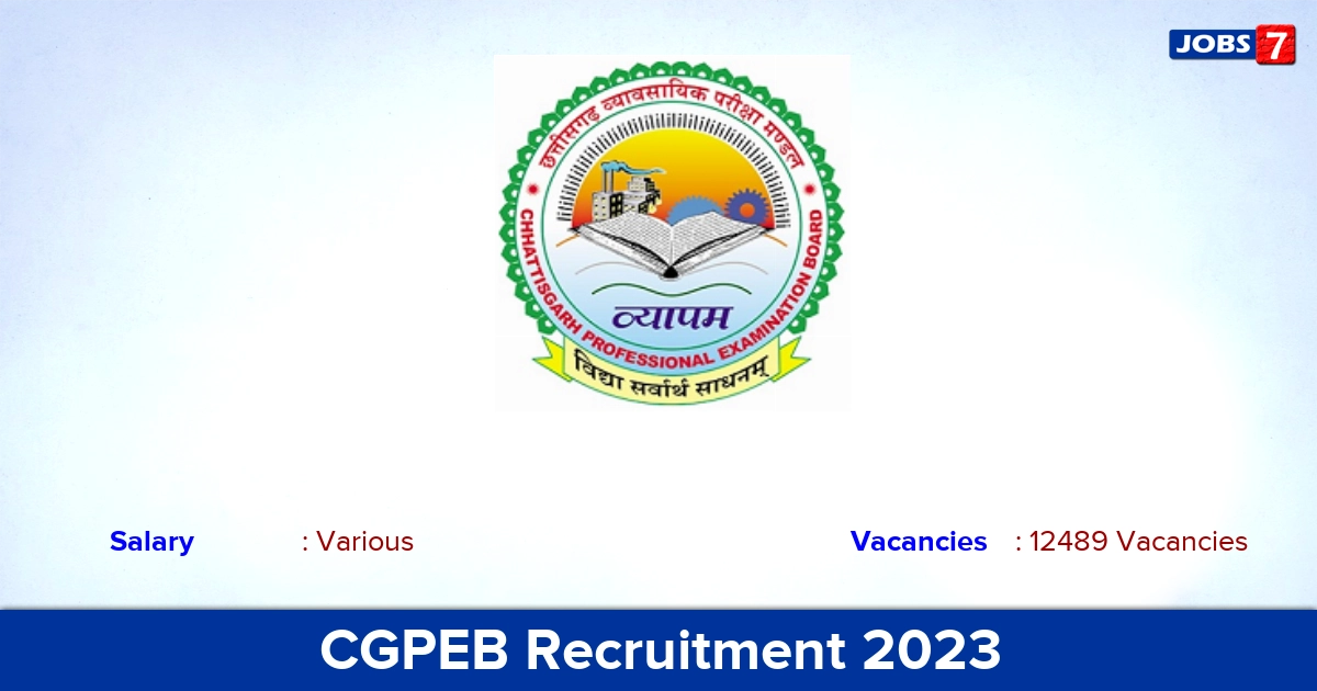 CGPEB Recruitment 2023 - Apply Online for 12489 Teacher Job, Vacancies!
