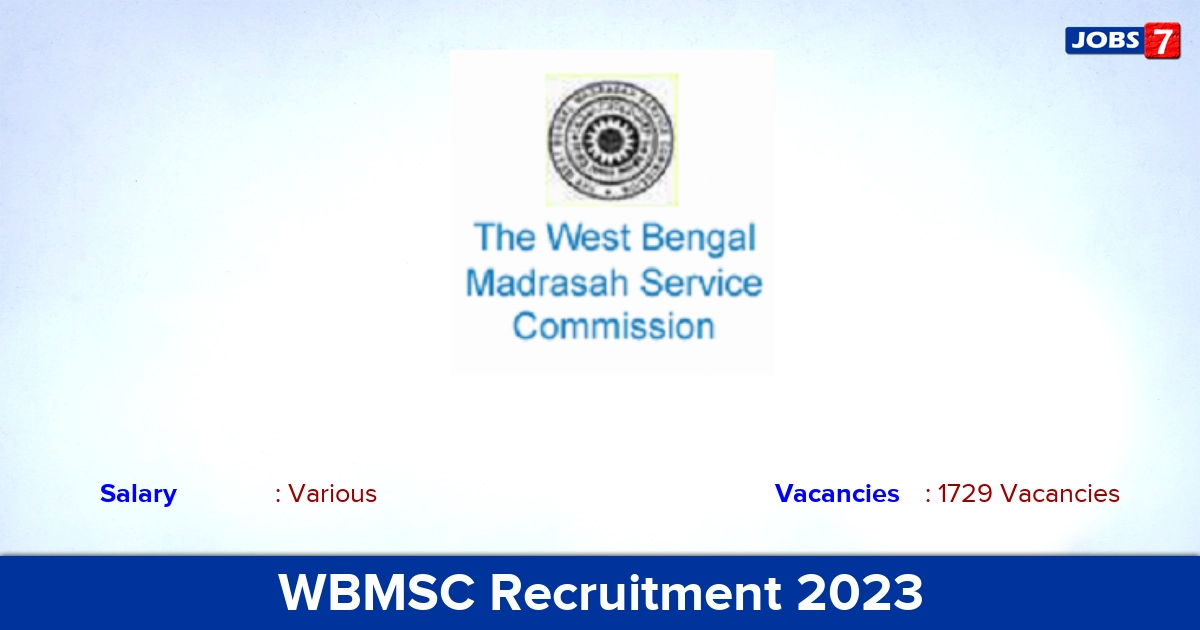 WBMSC Recruitment 2023 - Apply Online for 1729 Assistant Teacher Jobs!