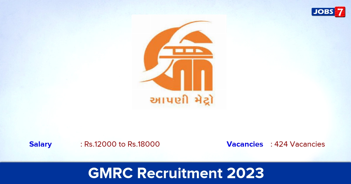 GMRC Recruitment 2023 - Apply Online for 424 JE, Maintainer Vacancies