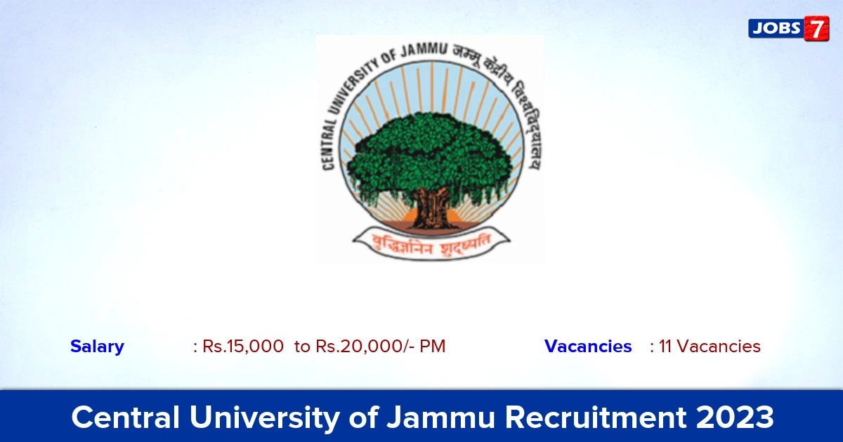 Central University of Jammu Recruitment 2023 - Walk-in Interview For Research Associate Jobs!