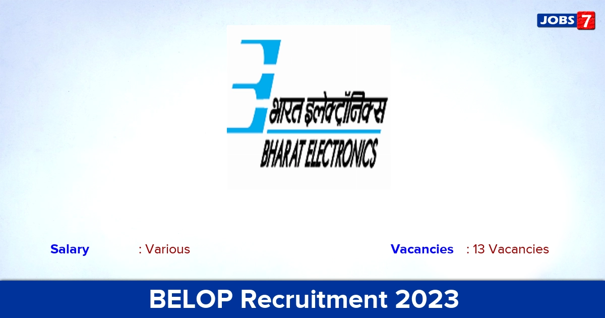 BELOP Recruitment 2023 - Apply Offline for 13 Manager, Engineer Vacancies