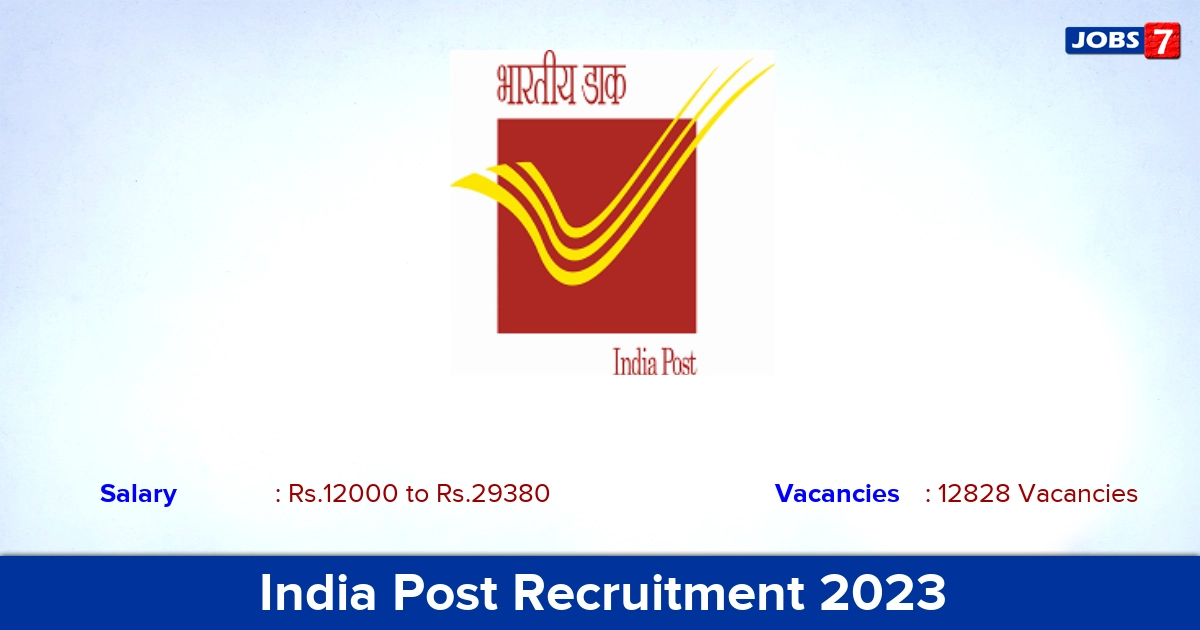India Post GDS Recruitment 2023 - Apply online Gramin Dak Sevaks Posts, Vacancies: 12828