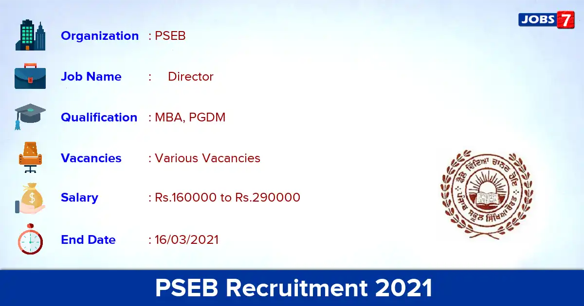 PSEB CMPDIL Recruitment 2021 OUT - Various Director vacancies