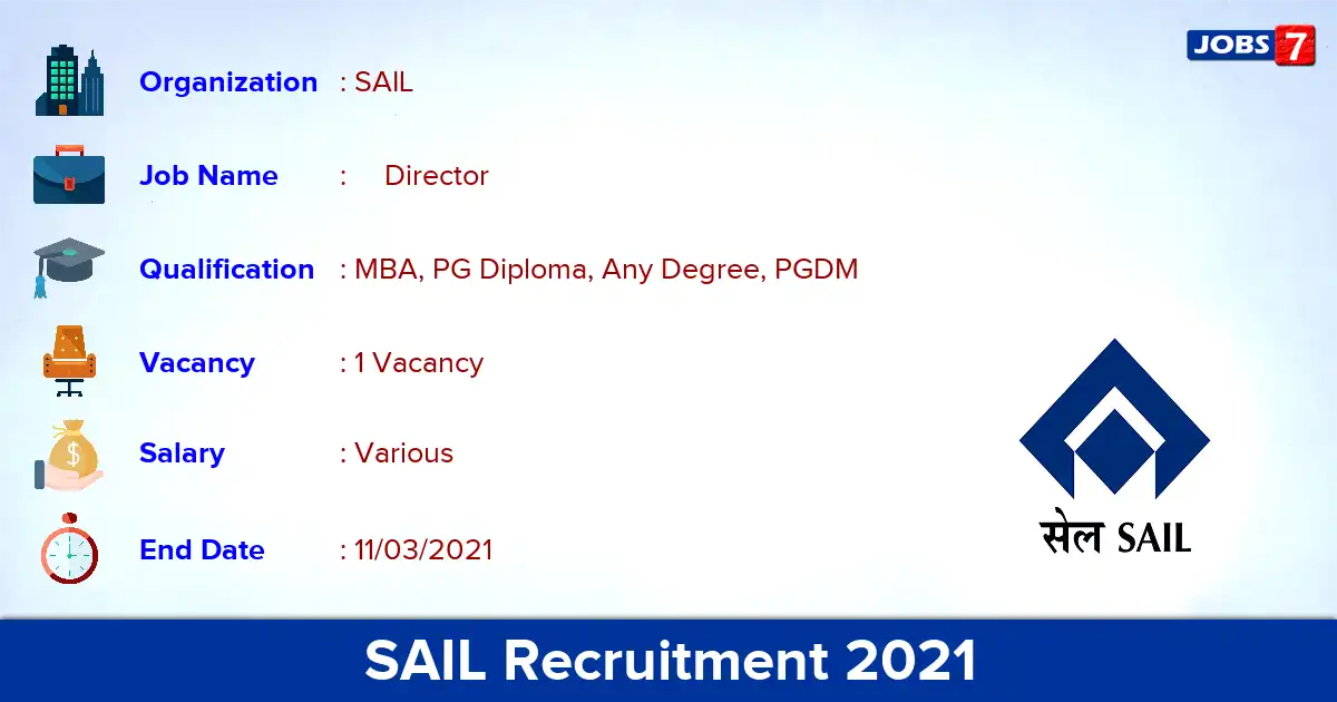 SAIL Recruitment 2021 - Apply for Director Jobs