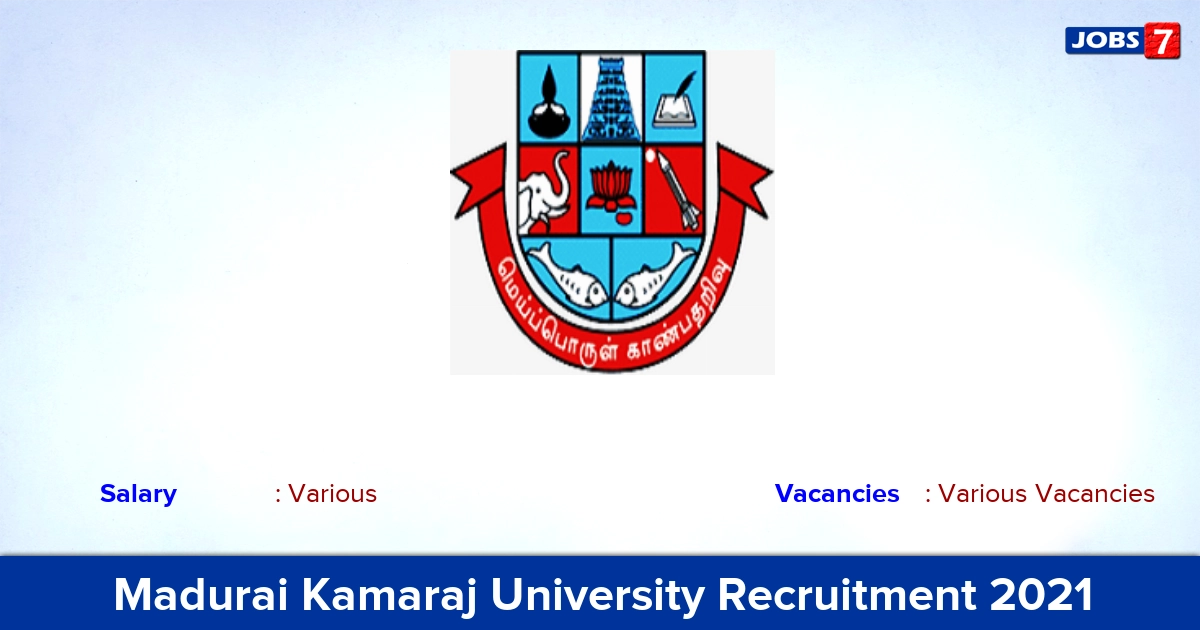 Madurai Kamaraj University Recruitment 2021 - Apply for Junior Research Fellow vacancies