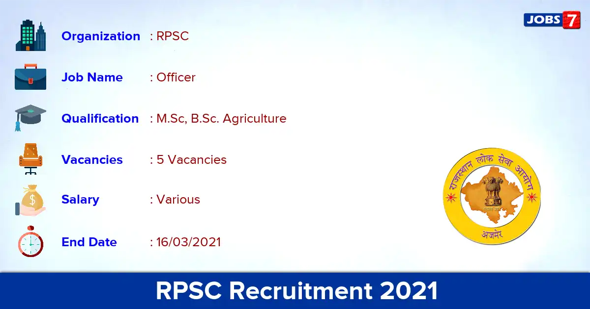 RPSC Recruitment 2021 - Apply for Assistant Testing Officer Jobs