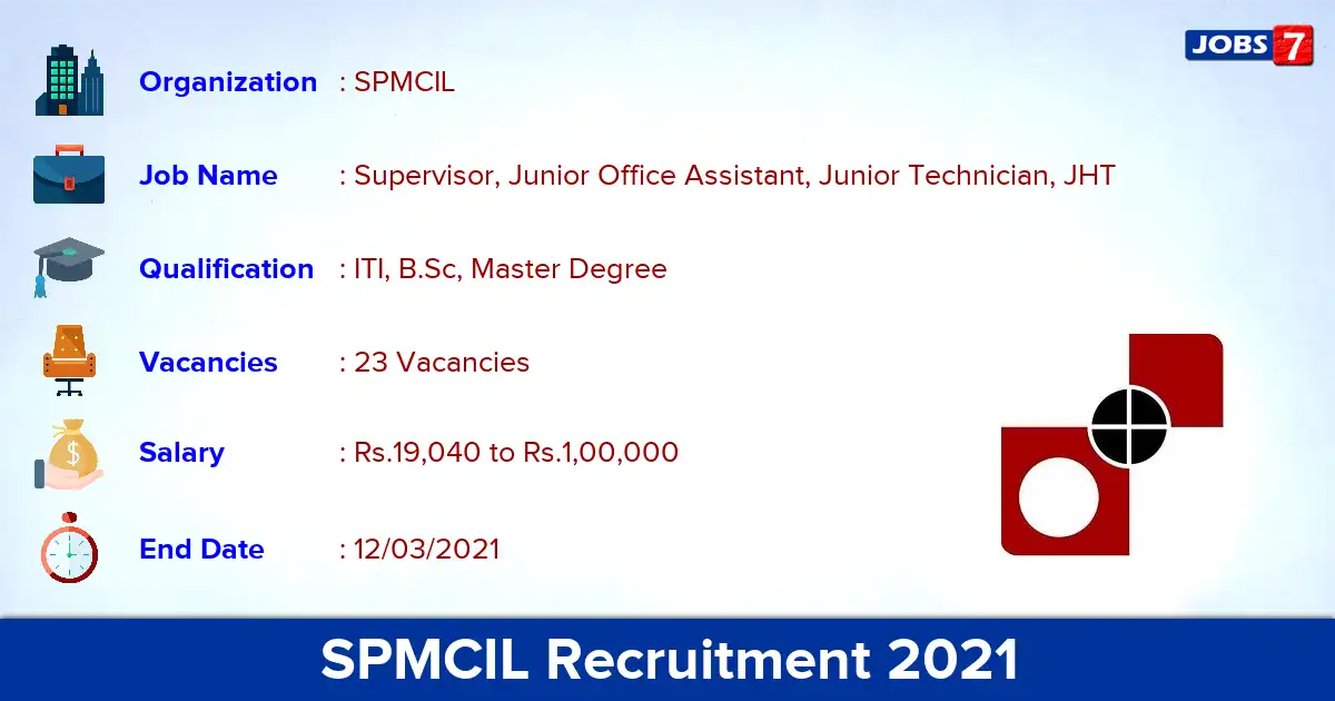 SPMCIL Recruitment 2021 - Apply for 23 Supervisor vacancies
