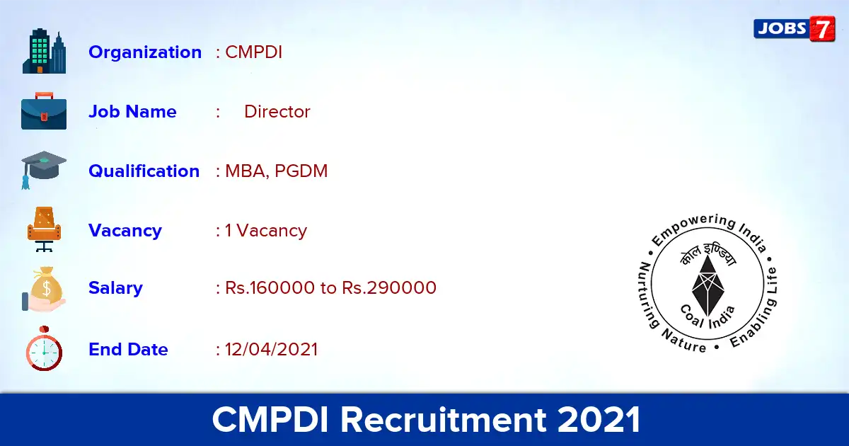 CMPDI Recruitment 2021 - Apply for Director Jobs