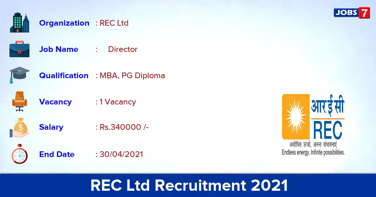 REC Ltd Recruitment 2021 - Apply for Director Jobs