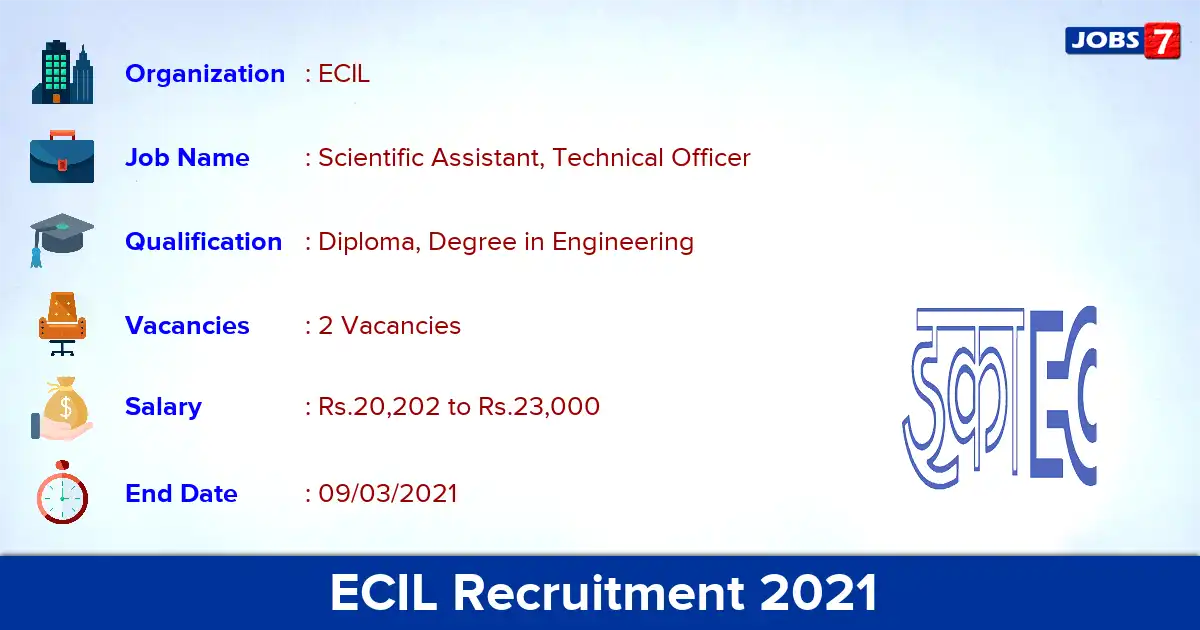 ECIL Recruitment 2021 - Apply for Scientific Assistant Jobs