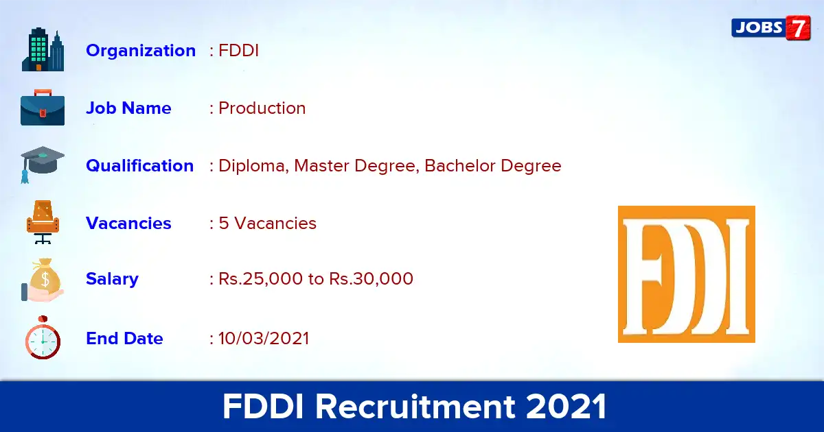 FDDI Recruitment 2021 - Apply for Footwear Design & Production Jobs