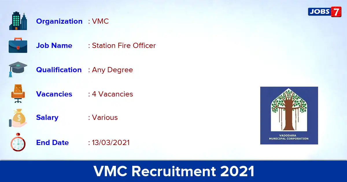 VMC Recruitment 2021 - Apply for Station Fire Officer Jobs