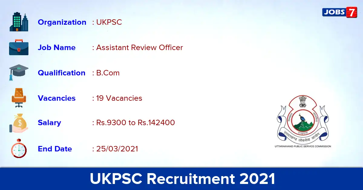UKPSC Recruitment 2021 - Apply for 19 RO, ARO vacancies