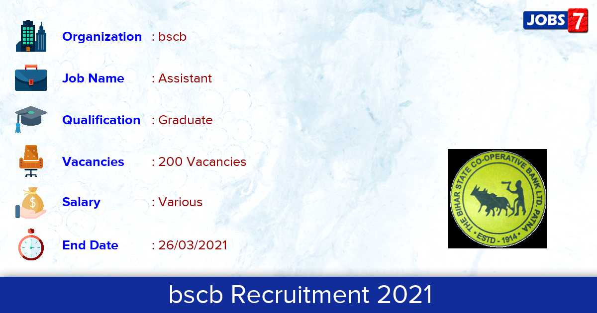 Bihar Cooperative Bank Recruitment 2021 - Apply for 200 Assistant vacancies