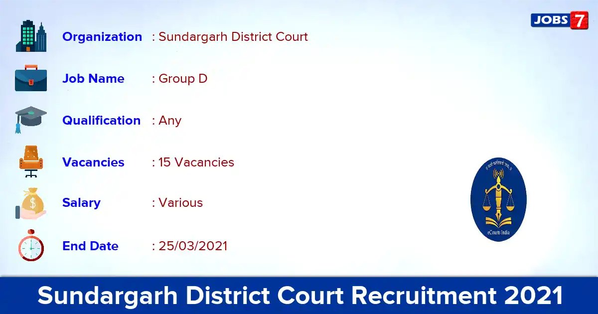 Sundargarh District Court Recruitment 2021 - Apply Offline for 15  vacancies