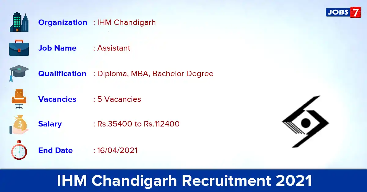 IHM Chandigarh Recruitment 2021 - Apply Online for Assistant Jobs
