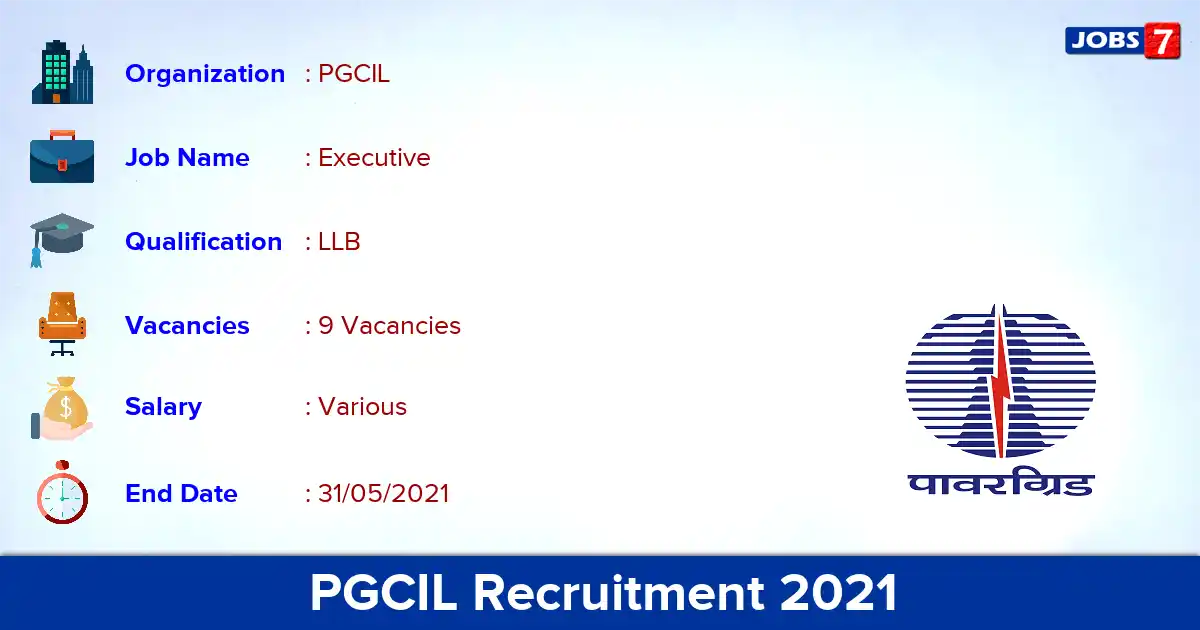 PGCIL Recruitment 2021 - Apply Online for Executive Jobs