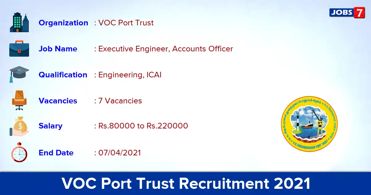 VOC Port Trust Recruitment 2021 - Apply Offline for Accounts Officer Jobs