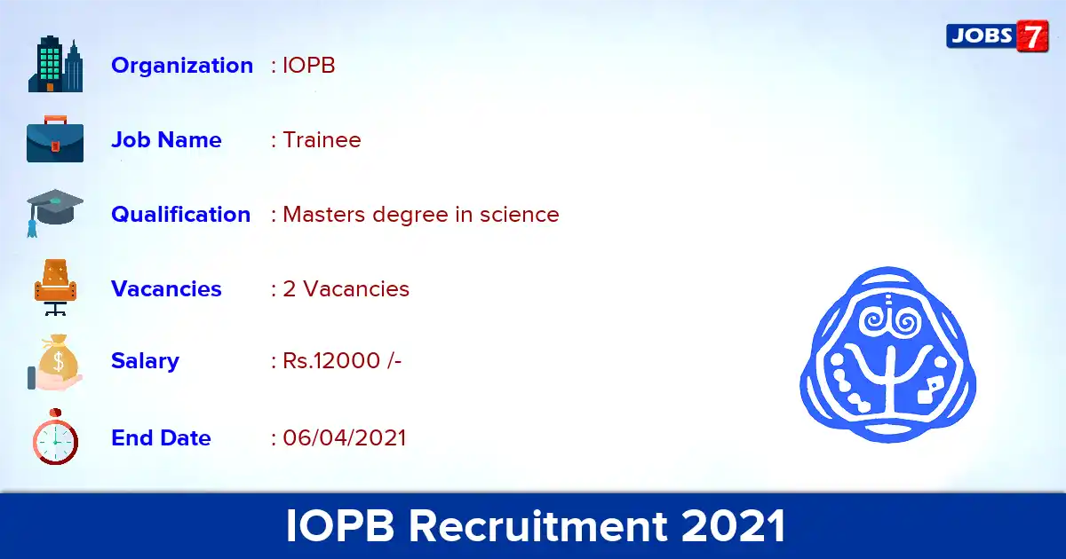 IOPB Recruitment 2021 - Apply Online for Library Professional Trainee Jobs