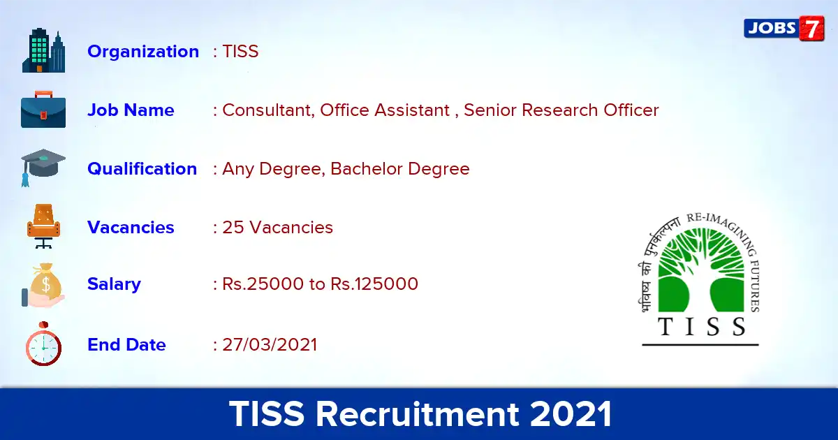 TISS Recruitment 2021 - Apply Online for 25 Senior Research Officer vacancies