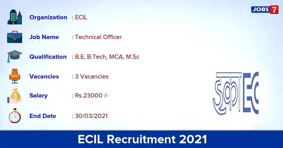 ECIL Recruitment 2021 - Apply Offline for Technical Officer Jobs