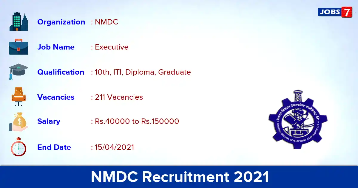NMDC Recruitment 2021 - Apply Online for 211 Executive vacancies