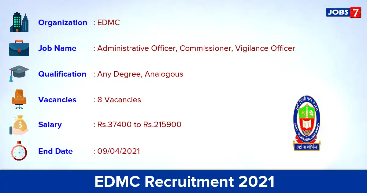 EDMC Recruitment 2021 - Apply Offline for Administrative Officer Jobs