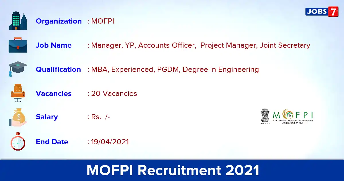 MOFPI Recruitment 2021 - Apply Online for 20 Accounts Officer, Joint Secretary vacancies
