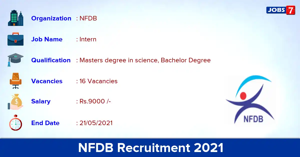 NFDB Recruitment 2021 - Apply Offline for 16 Intern vacancies