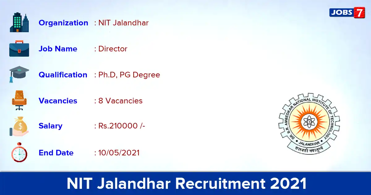 NIT Jalandhar Recruitment 2021 - Apply Online for Director Jobs