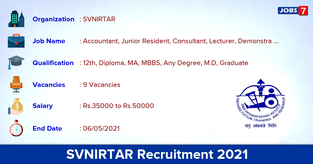 SVNIRTAR Recruitment 2021 - Apply Offline for Accountant Jobs