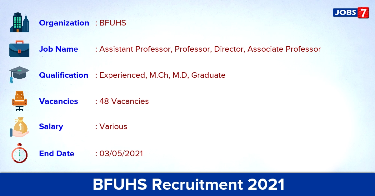 BFUHS Recruitment 2021 - Apply Offline for 48 Professor vacancies