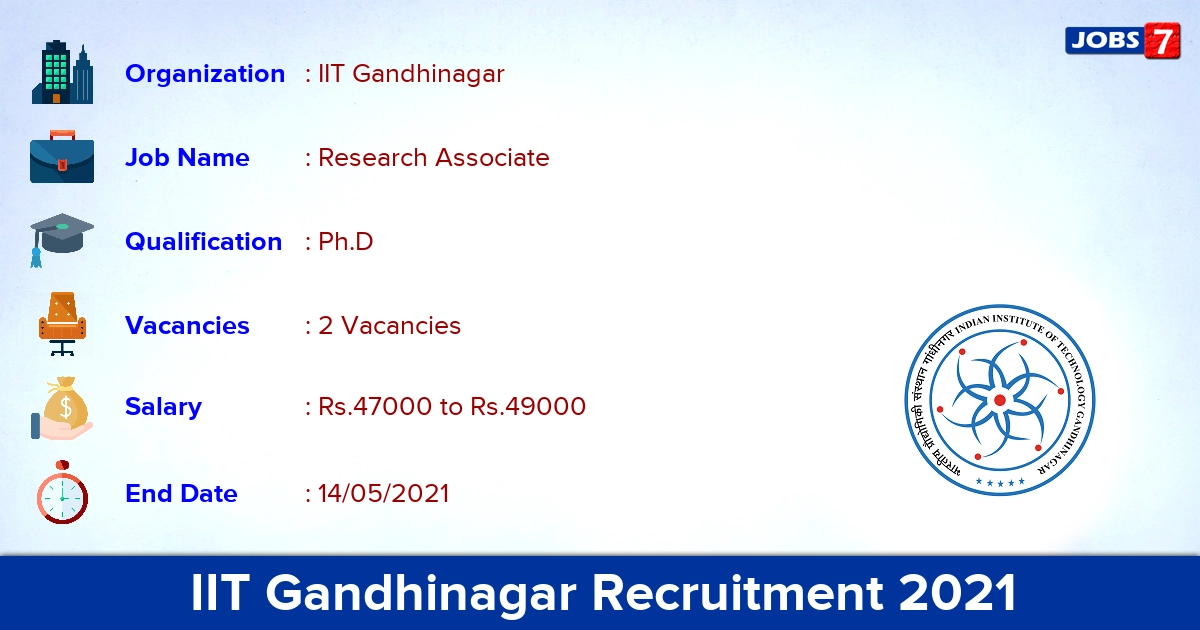 IIT Gandhinagar Recruitment 2021 - Apply Online for Research Associate Jobs