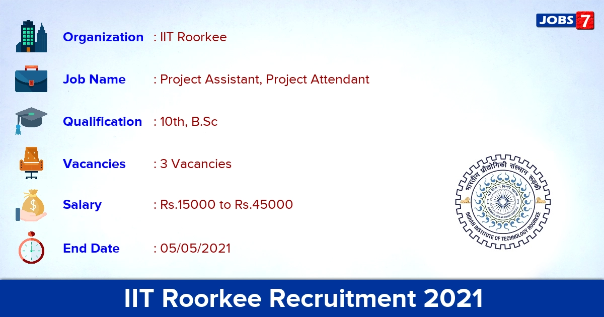 IIT Roorkee Recruitment 2021 - Apply Online for Project Assistant Jobs IIT Roorkee Recruitment 2021 - Apply Online for Project Assistant Jobs