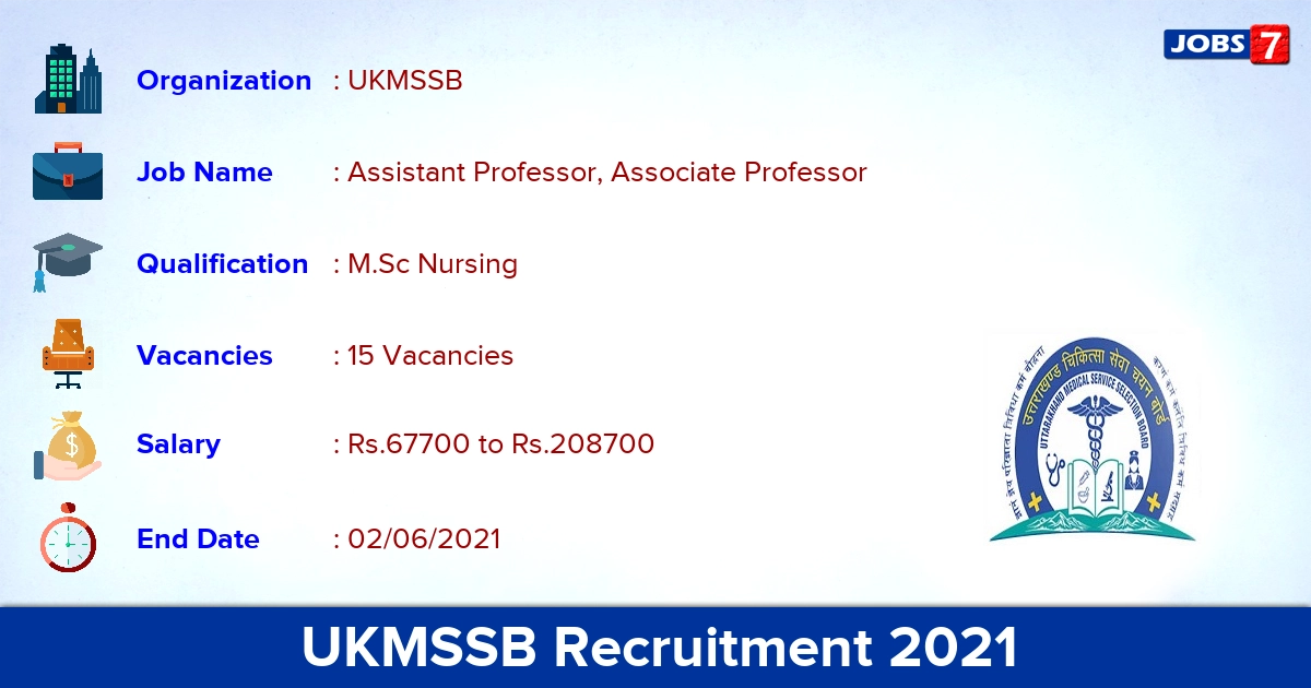 UKMSSB Recruitment 2021 - Apply Online for 15 Associate Professor Vacancies